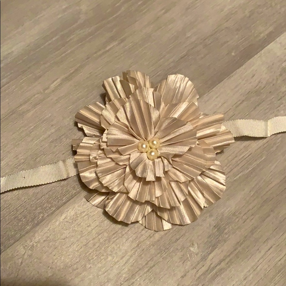 J.Crew Factory Satin & Pearl Flower Belt